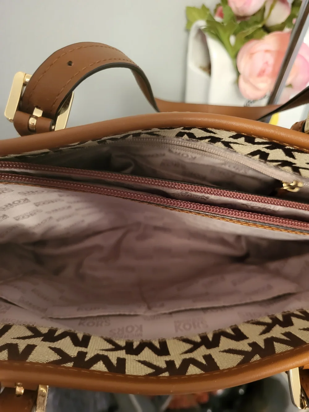 Michael Michael Kors Tan and Brown MK Monogram Tote 13